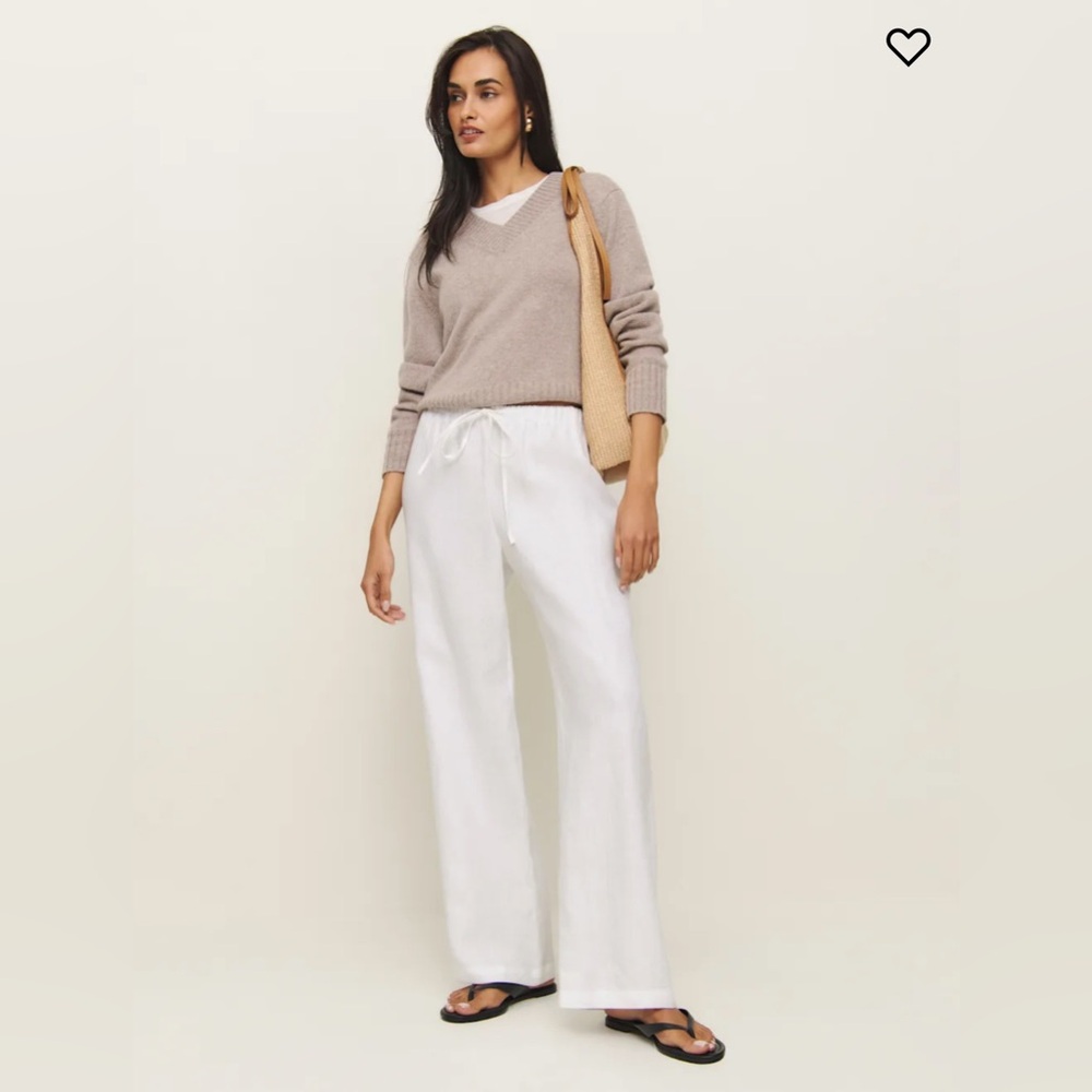 Reformation Olina Linen Pant in White